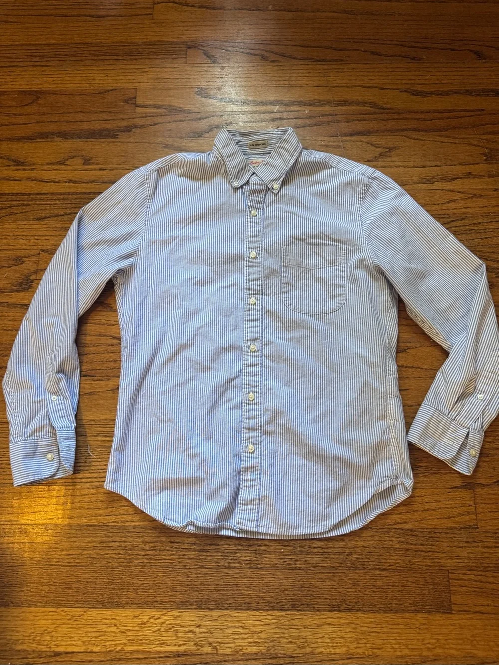 J. Crew Slim Blue and White Broken-In Oxford